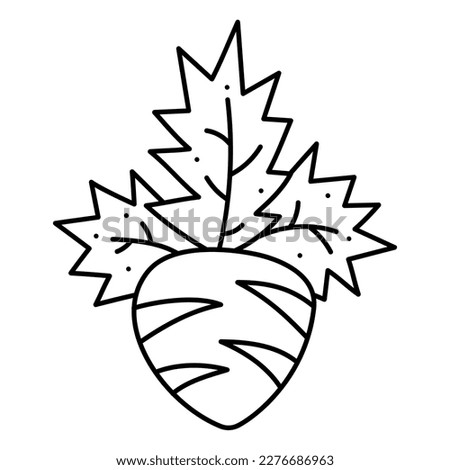 Abstract carrot second. Doodle vector black and white illustration.
