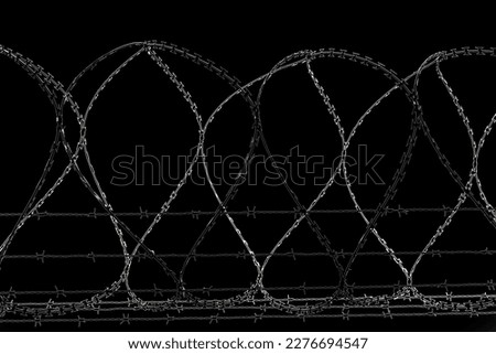 barbed wire abstract background. barbed wire on black background. top of a barbed wire fence