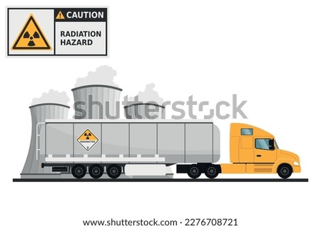 Tank trailer for the transport of radioactive waste. Radioactive waste management. Warning Radioactive material. Industrial safety and occupational health at work Royalty-Free Stock Photo #2276708721