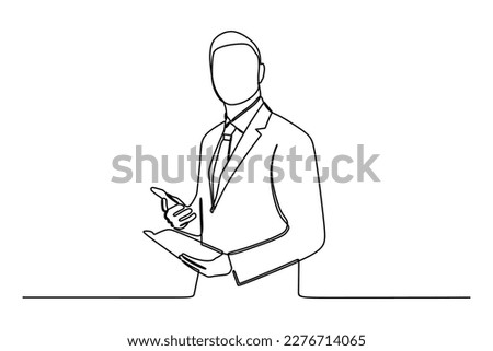 continuous line drawing of handsome smiling confident businessman Royalty-Free Stock Photo #2276714065
