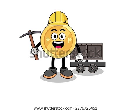 Mascot Illustration of philippine peso miner , character design