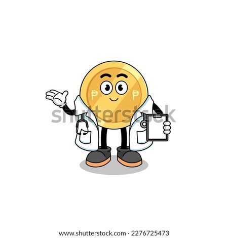 Cartoon mascot of philippine peso doctor , character design