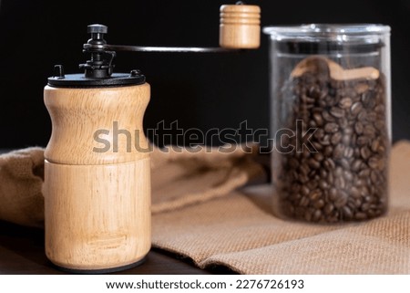 coffee beans and coffee mill