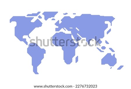 Simple stylized map of the world. Extremely simplified world map. Simple flat blank vector map. Vector
