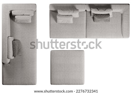Top view of modular sofa with cushions Royalty-Free Stock Photo #2276732341