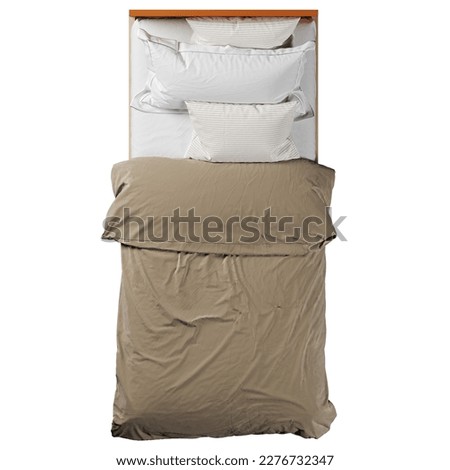Top view of single bed with headboard Royalty-Free Stock Photo #2276732347