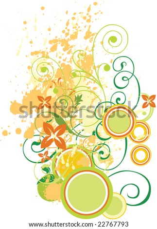 Grunge floral composition, vector illustration.