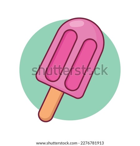 Cute frozen ice cream popsicle cartoon icon vector illustration. Desserts and Sweet Foods Flat Design icon concept. Vector flat outline icon