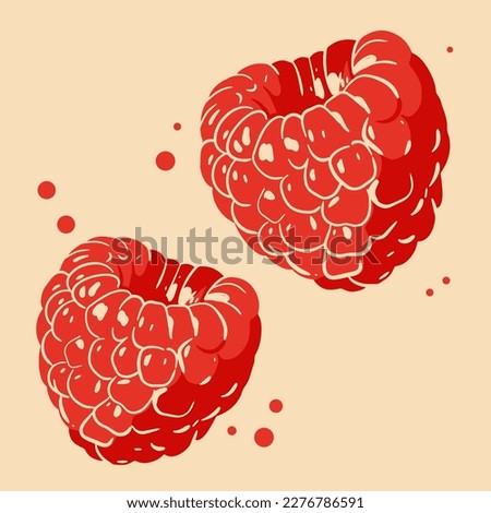 Colored vector illustration of  raspberry. For cosmetic package design, medicinal herb, treating, half care, prints. Design element  for fabric, textile, clothing, wrapping paper, wallpaper Royalty-Free Stock Photo #2276786591