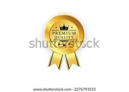 gold premium quality seal or label flat vector icon