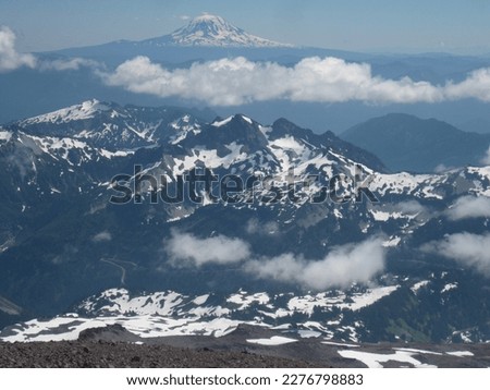 Amazing View of Cascade Range from High on Mount Rainier 