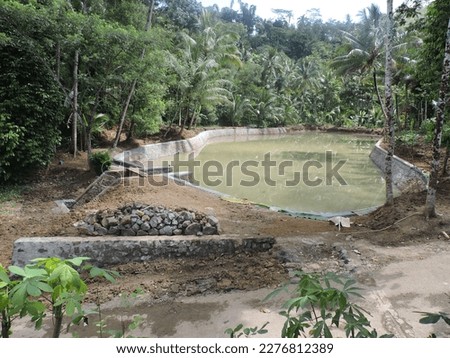 natural pool full of mud, cleaned and foundationd
