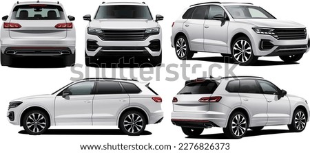 realistic vector white car with gradients and perspective from front back and side view Royalty-Free Stock Photo #2276826373