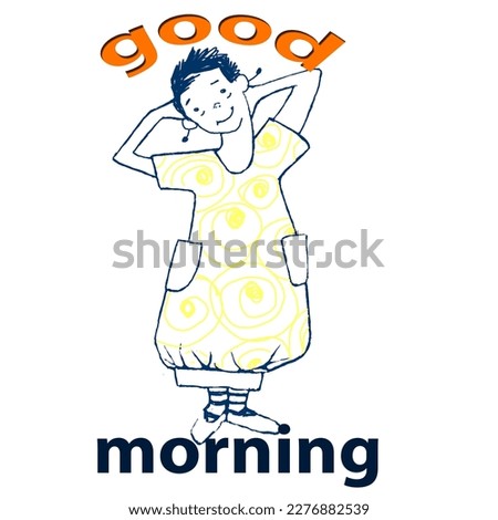 happy good morning girl illustration