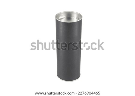 Black Kraft paper tube tin can isolated on white background Royalty-Free Stock Photo #2276904465