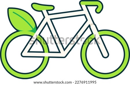 Green Bicycle Leaf Saving Energy Environment Ecology Workout Flat Black Sticker