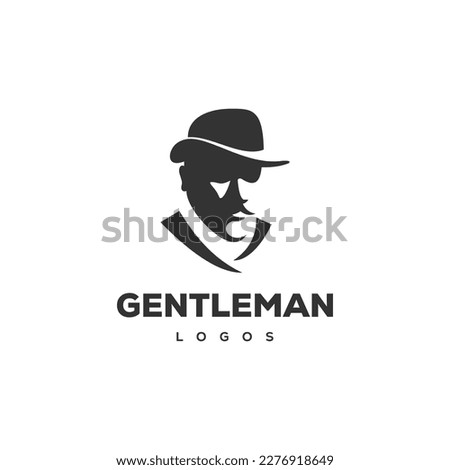 male head logo illustration design,gentleman logo design illustration