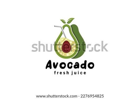 Avocado fruit juice logo, modern abstract fresh avocado fruit juice drink logo vector illustration