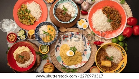 Peruvian food buffet table Assorted dishes gourmet cuisine Peru traditional 