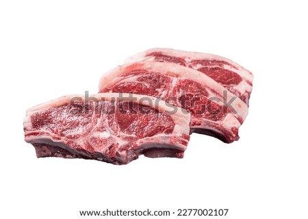 Raw fresh meat lamb mutton saddle. Isolated on white background.