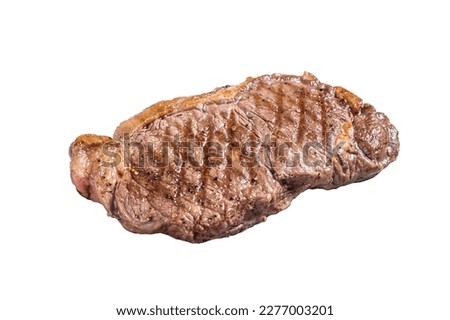 Grilled New York striploin beef meat steak. Isolated on white background. Royalty-Free Stock Photo #2277003201