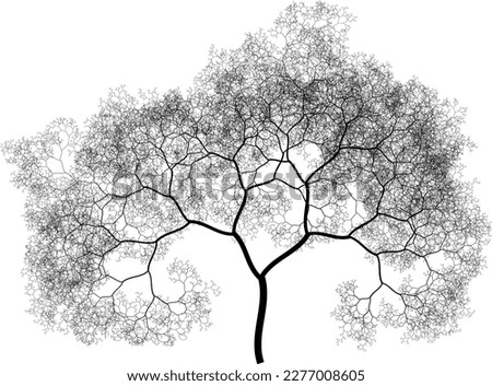 Tree silhouette. Binary fractal algorithmic design. Royalty-Free Stock Photo #2277008605