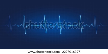 Heart wave technology background Shows the rhythm of the heart that is pumping. dark blue background with a grid Royalty-Free Stock Photo #2277016397