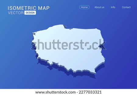 Poland map white on blue background with isolated 3D isometric concept vector illustration. Royalty-Free Stock Photo #2277033321