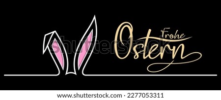 Easter Bunny Ear vector with Happy Easter greeting in German language. Black Background.
Easter Symbol Ornament in white, pink, gold and black.