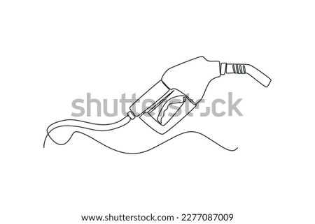 Single one-line drawing fueling nozzle gasol at the gas station. Gas station concept continuous line draw design graphic vector illustration