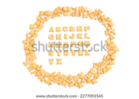Biscuits Cracker alphabet A-Z isolated on white background