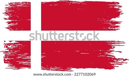 Denmark flag with brush paint textured isolated  on png