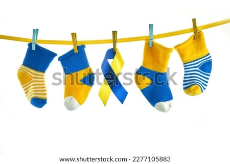 World Down syndrome day background. Lots of socks. Royalty-Free Stock Photo #2277105883