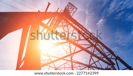 Structure pattern view of high voltage pole power transmission tower