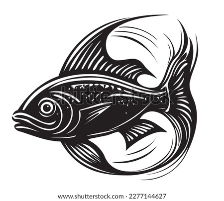 Fish logo sketch hand drawn in doodle style illustration