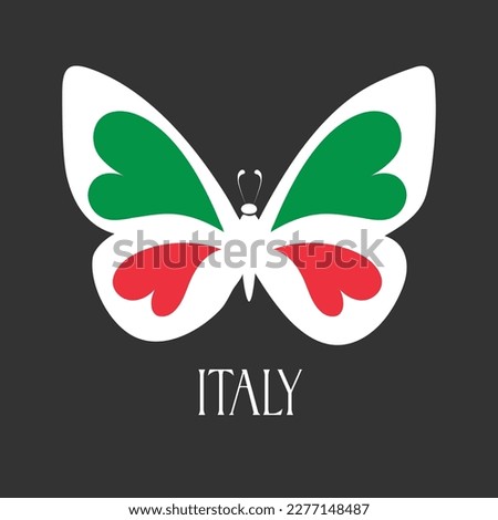 Italian flag in the form of a butterfly. Symbolic icon in flat style.