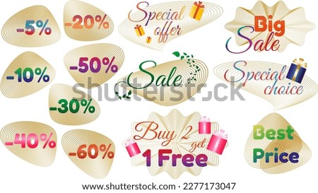 Sale stickers with abstract lines