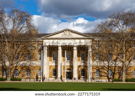 The impressive exterior of the Duke of Yorks Headquarters, which is now the location of the Saatchi Gallery, in Chelsea, London, UK. Royalty-Free Stock Photo #2277175319