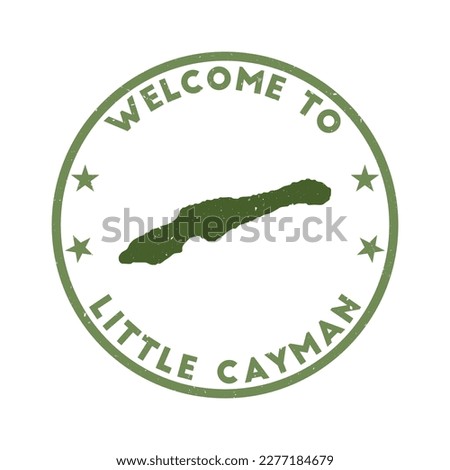 Welcome to Little Cayman stamp. Grunge island round stamp with texture in Four Leaf Clover color theme. Vintage style geometric Little Cayman seal. Trendy vector illustration.