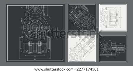  Mechanical Engineering drawing.Set of templates for brochures.Vector illustration. Royalty-Free Stock Photo #2277194381