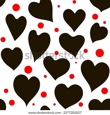 Heart pattern, cute doodle hearts seamless vector background, love spring ornament