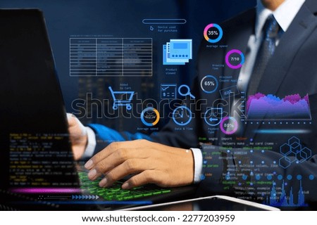 marketer analyzing data to find customer responses for promotion programs and channels of communication Royalty-Free Stock Photo #2277203959