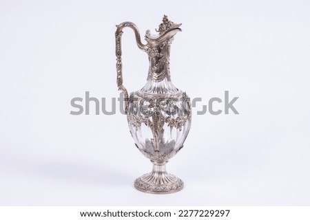 Silver antique Home decorative decoration objects on black and white background Macro Detail shot abstract pastel wonderful background images Retro vintage objects buying.