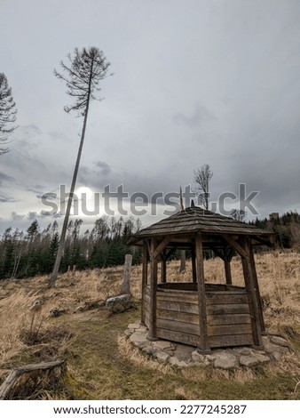 Old historical wooden well under old Orlík castle by Humpolec, Czech republic