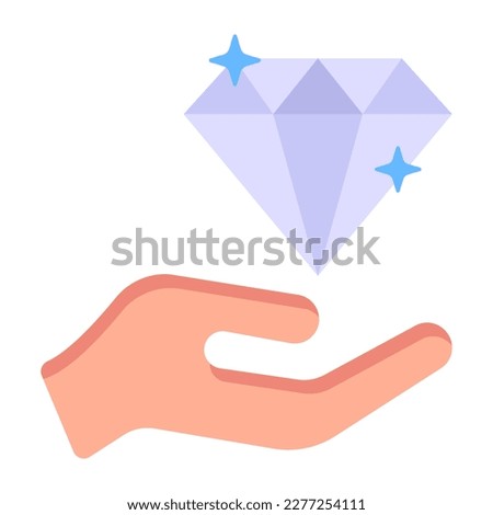 Diamond in a hand, diamond exchange flat icon