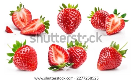Set of strawberries: Creative recipes and ideas for incorporating this versatile ingredient into your meals and desserts. Royalty-Free Stock Photo #2277258525