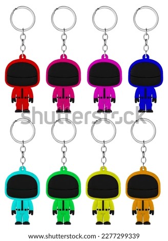 Keychain with chain, for keys white background in insulation
