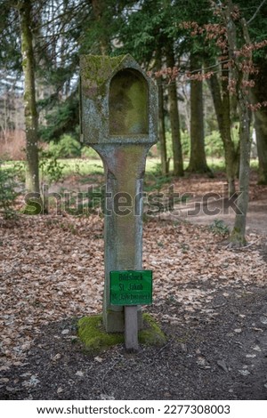 Bildstock Picture stick old monument at Englischer Garten Eulbach, Germany, vertical shot