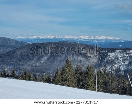 Beautiful winter weather in Polish mountains located in Beskid Żywiecki. Wielka Rycerzowa, Hala Rycerzowa, Sobowka, Poland