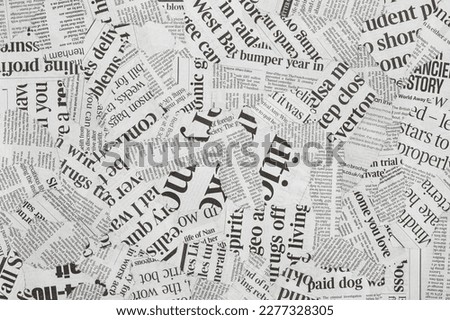 Newspaper Magazine Collage Background Texture Torn Clippings Scrap Paper Black and White Royalty-Free Stock Photo #2277328305